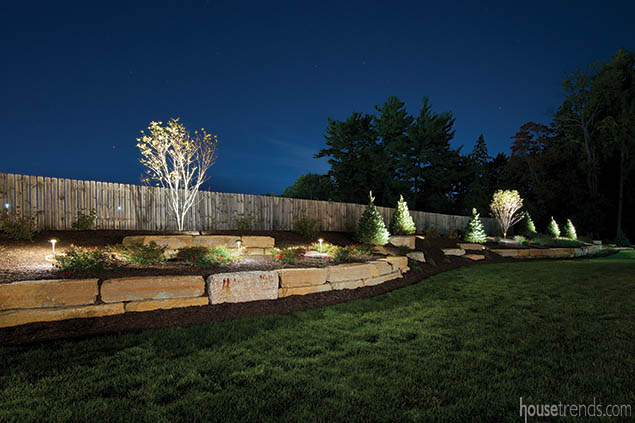 Privacy fence lines a back yard
