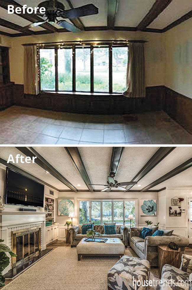 Wall removal brightens up a family room