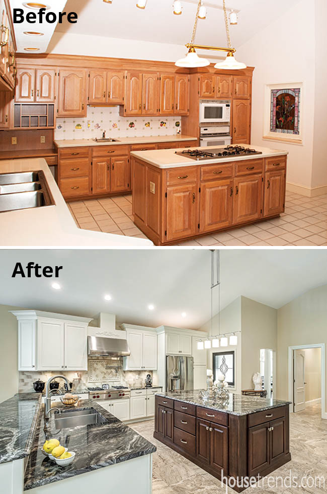 Kitchen with convenient access to wet bar