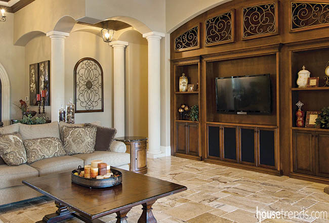 Entertainment center offers storage and display space