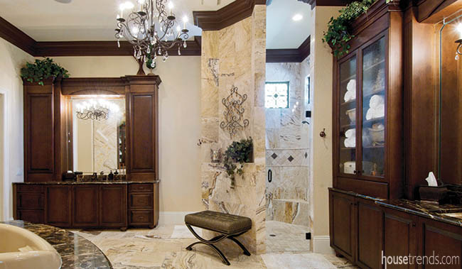 Marble dresses up a master bathroom