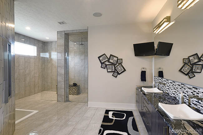 Tile makes a master bathroom pop