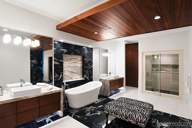 Black granite in a master bath