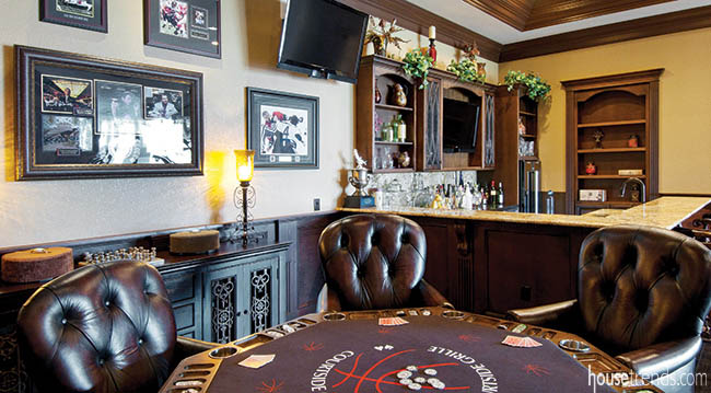 Poker table completes a game room design
