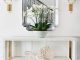 Custom mirror decorates an entry hall