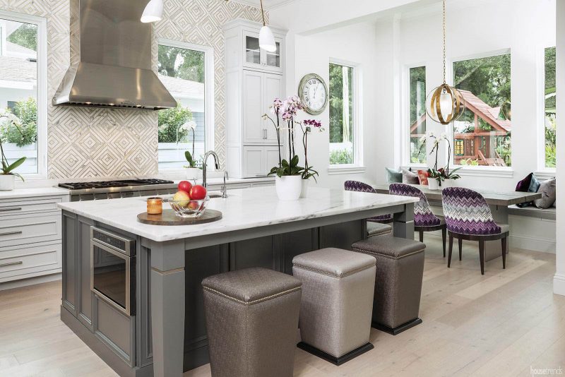 Geometric backsplash draws the eye