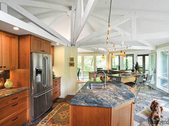 Heated floor in an open kitchen design