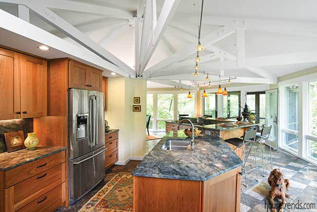Heated floor in an open kitchen design