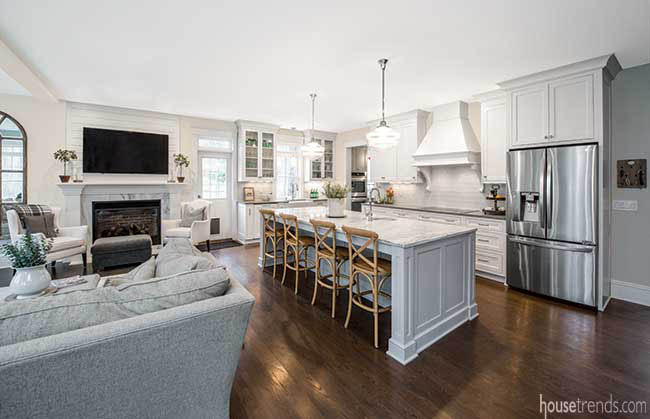 Marble island dominates a kitchen design