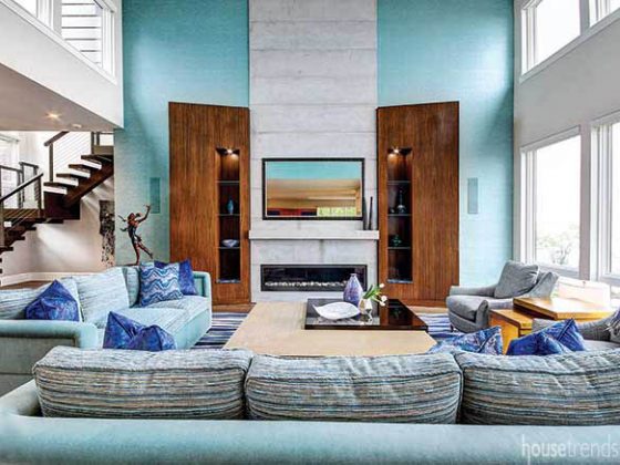 Mirror hides a living room television