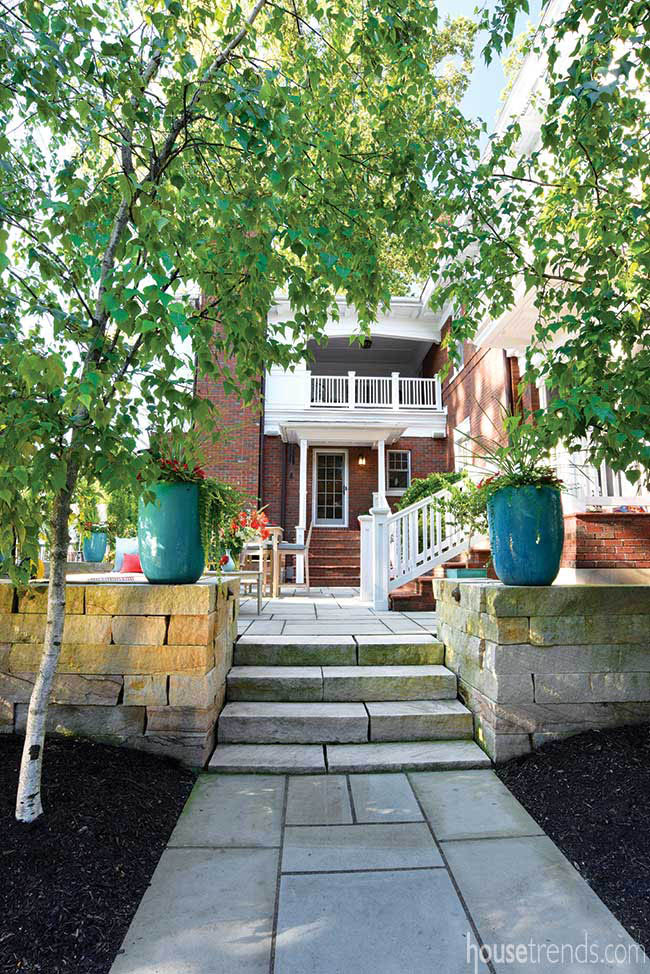 Custom-cut sandstone for a back yard patio