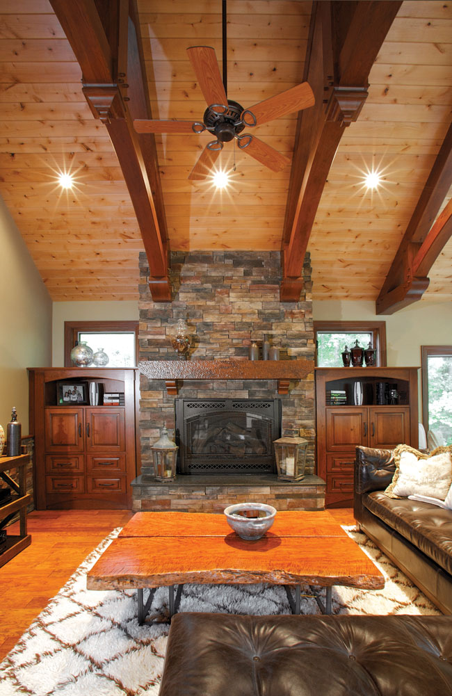 Home's interior mimics a lodge