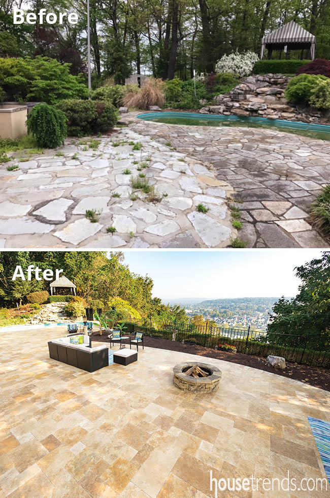 Fire pit perfectly positioned on a patio