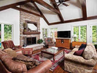 Fireplace stretches to a ceiling