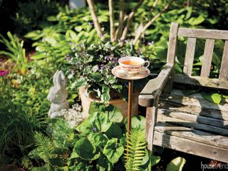 Yard decorations add charm to a back yard