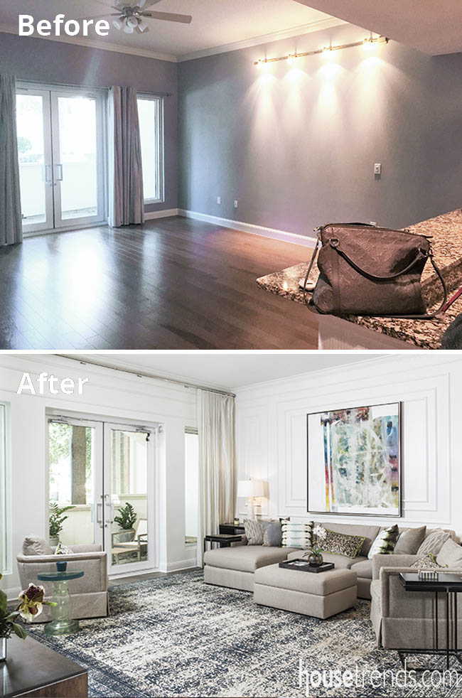 Elegant living room swathed in neutrals