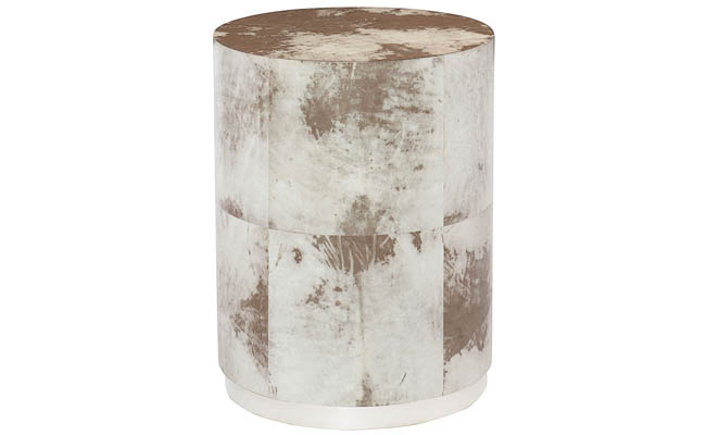 Chairside table with a neutral color scheme