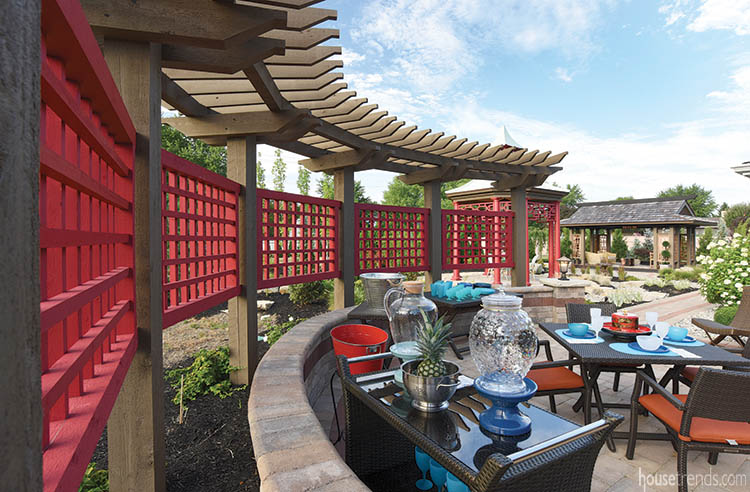 Pergola built along existing wall