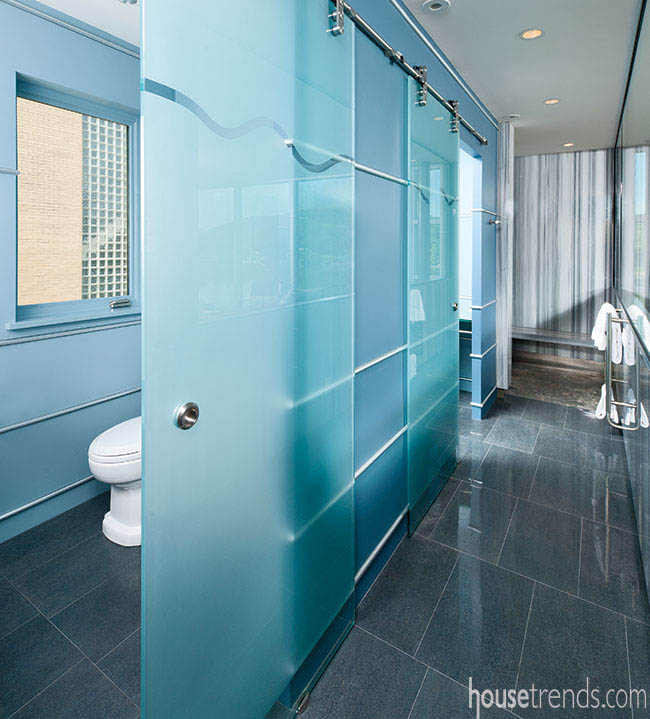 Bathroom shower with a unique floor