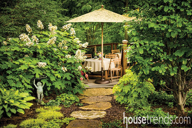 Shady deck design is the perfect place to dine