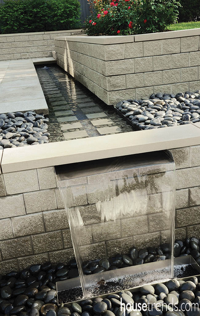 Contemporary waterfall soothes all