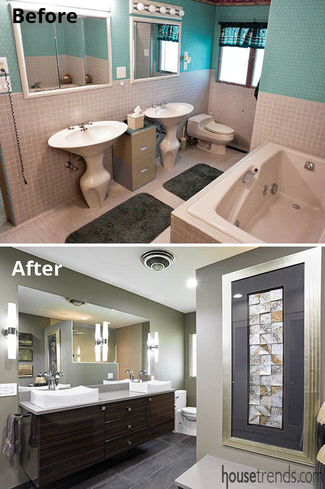 Master bath remodel includes a floating vanity