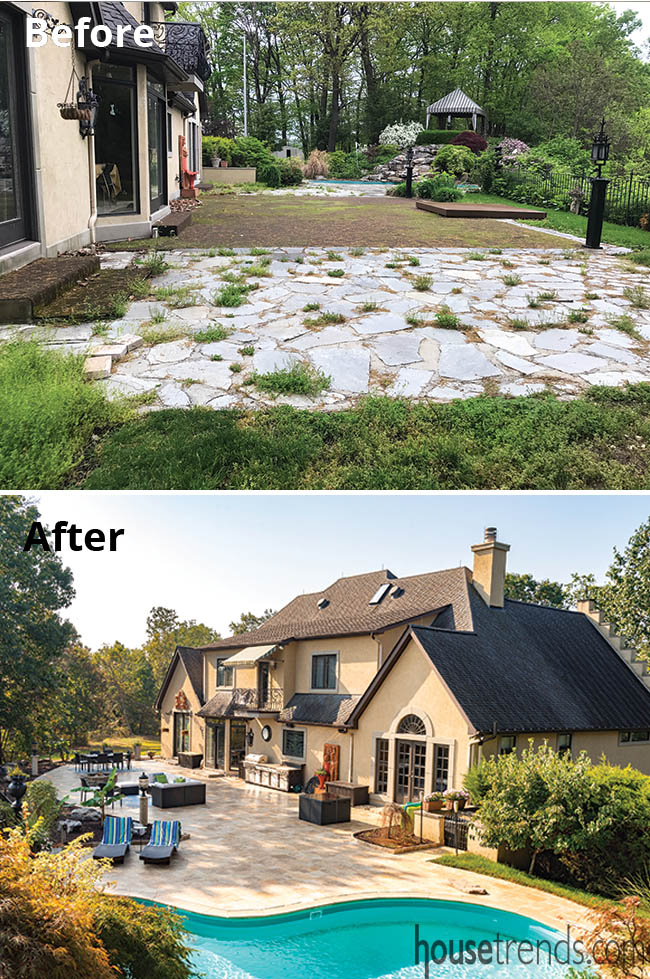 Renovated back yard with plenty of places to gather