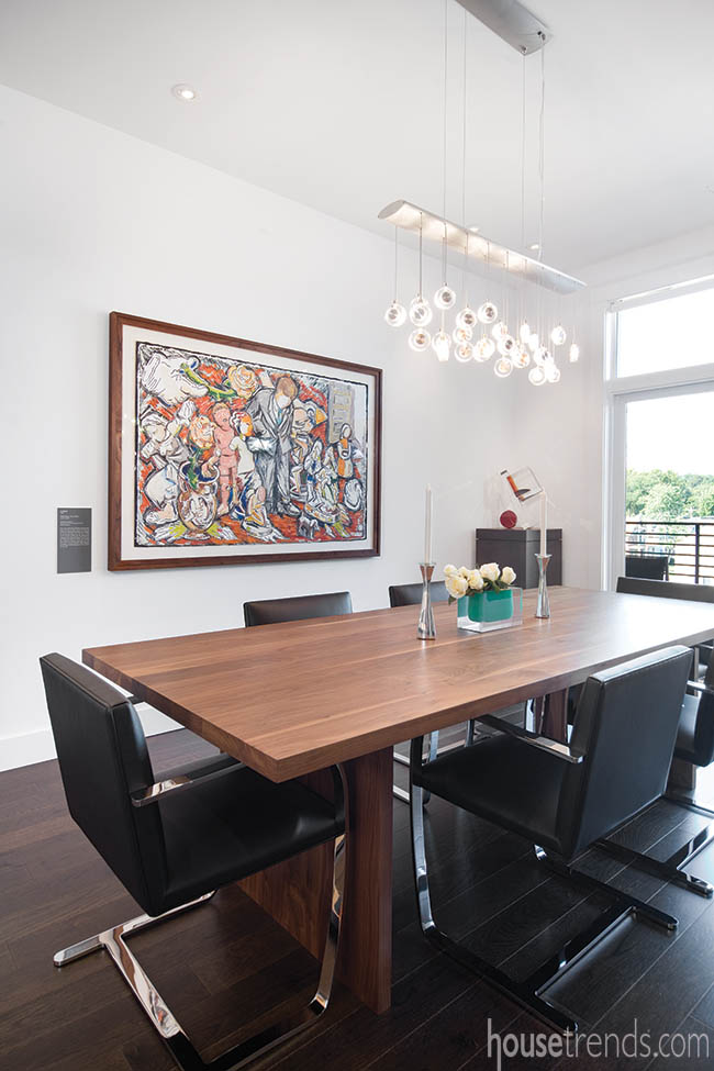Light fixture adds whimsy to a dining area