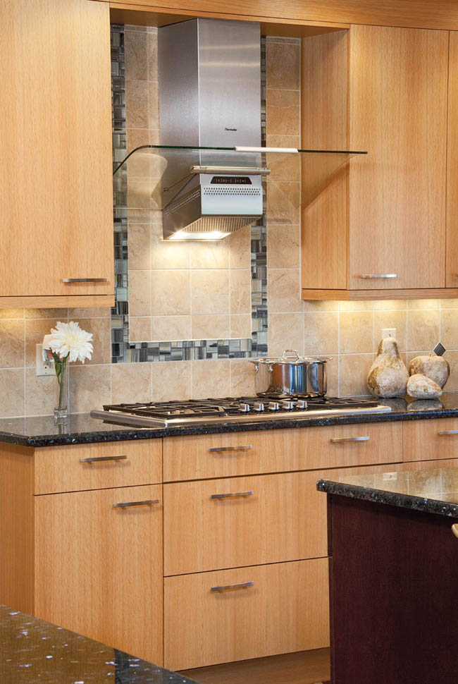 Tile backsplash adds interest to a kitchen