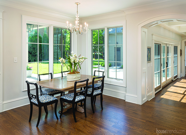 Casual dining area flooded with daylight