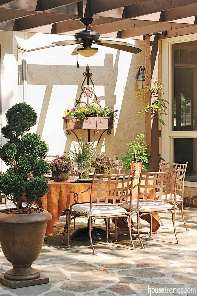Flagstone patio with a sense of privacy