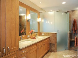 Bathroom cabinets establish a clean design