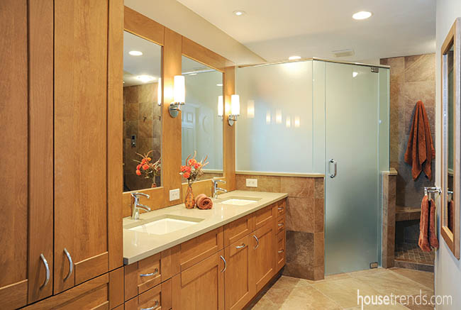 Bathroom cabinets establish a clean design