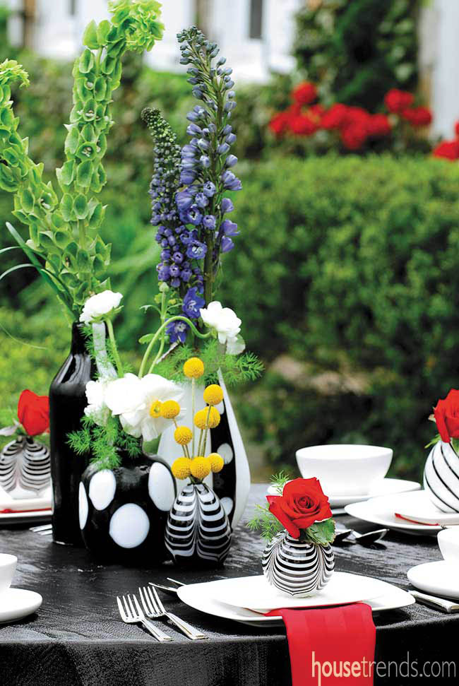 Table decor uses race colors