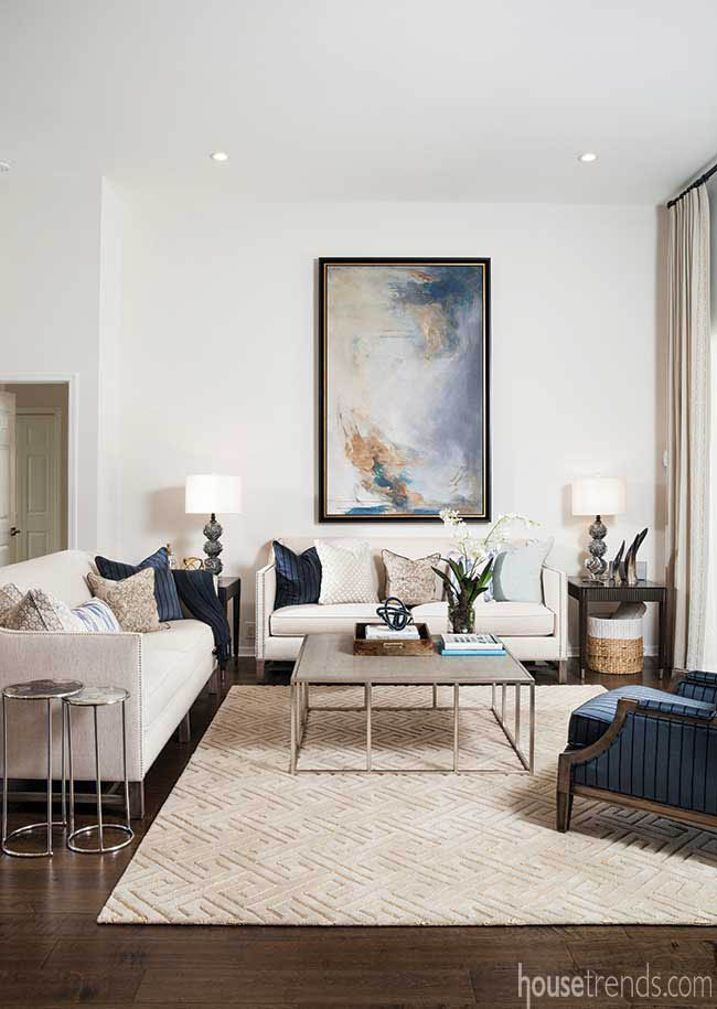 Decorating a living room with navy