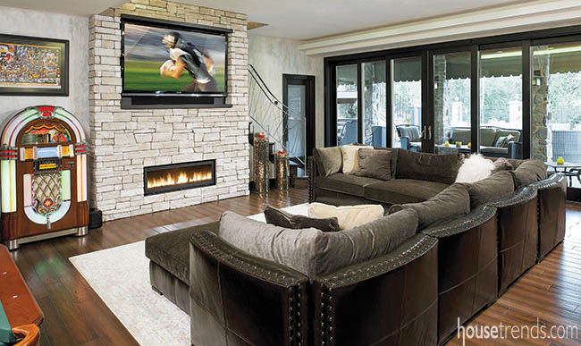 Basement remodel with a cozy design