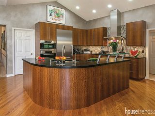 Stunning cabinetry matches the island