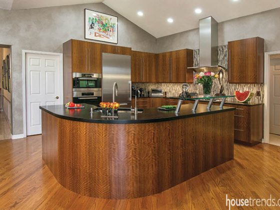 Stunning cabinetry matches the island