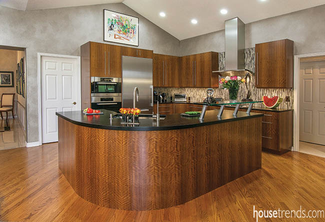 Stunning cabinetry matches the island