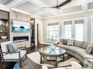 Tile adds interest to a gas fireplace