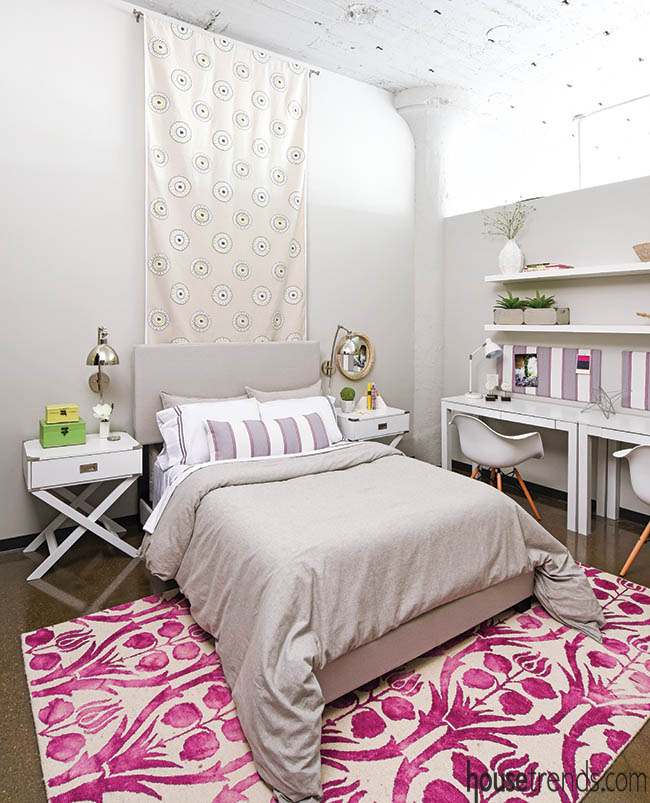 Bedroom boasts eye-catching colors and patterns