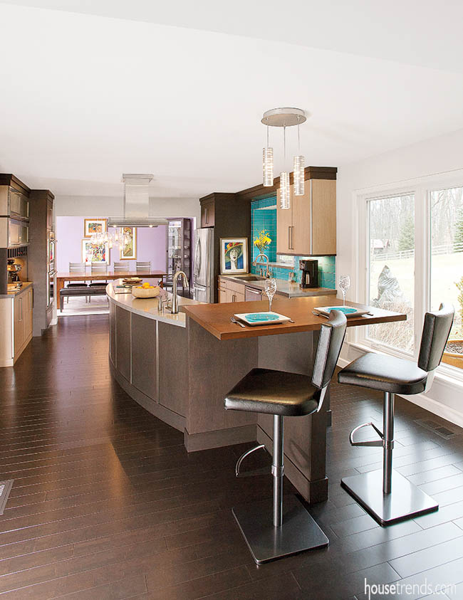 Pendant lights add glam to a kitchen