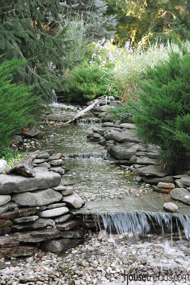 Landscaping rocks craft a water feature