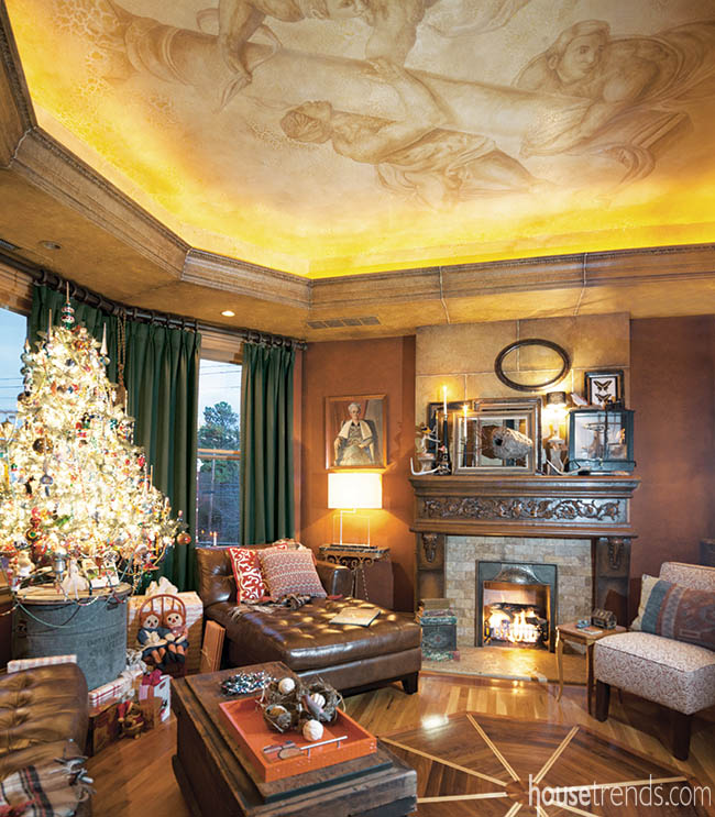 Ceiling treatment adds interest to a study