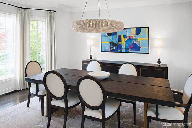Dining room chandelier adds bling