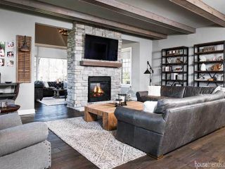 Two-sided fireplace heats up a great room