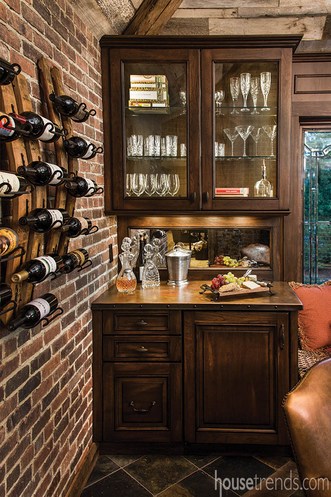 Copper countertops complete a home bar