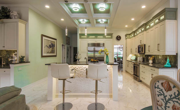 Porcelain tile adds texture and style to the kitchen