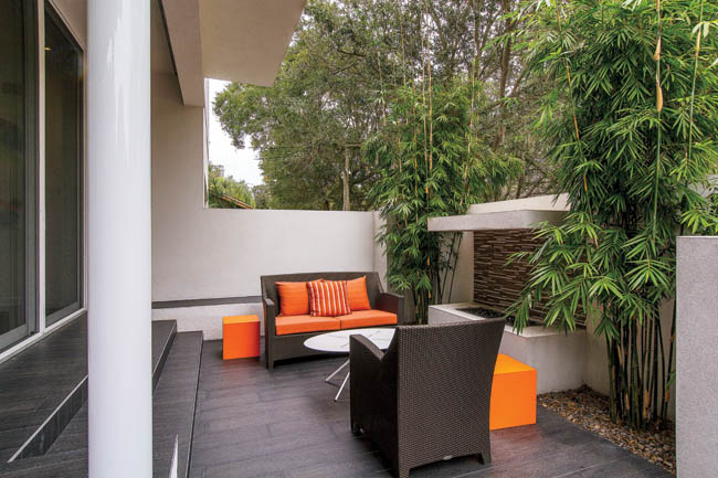 Outdoor living space creates a secluded getaway