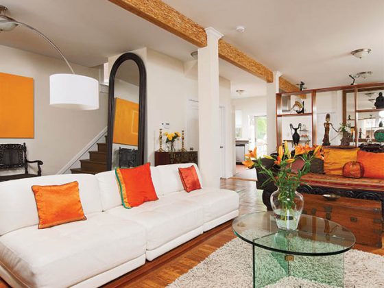 Radiant heat flooring keeps a house green